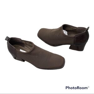 Donald J Pliner Vintage Brown Leather & Fabric Square Toe Shoe | size 7